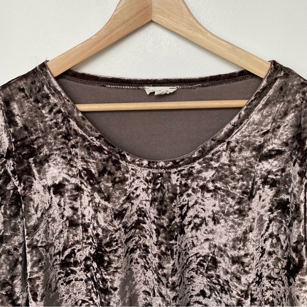 Pol crushed velvet short sleeve scoop neck shirt - Picture 3 of 10
